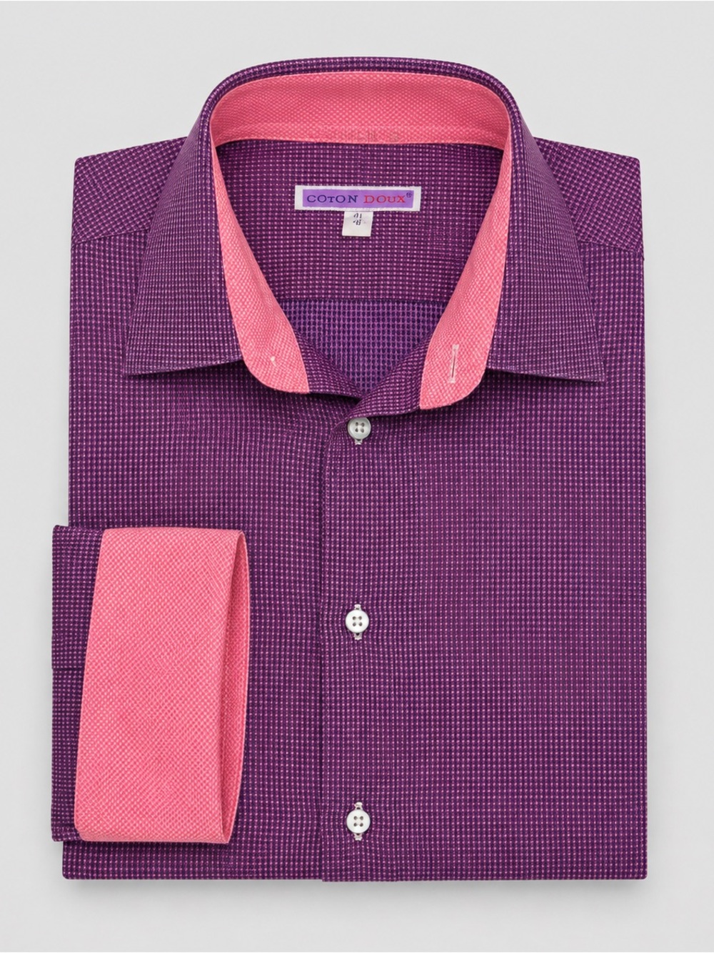 Coton Doux Mens Button Down Shirt Size 16 Preppy Statement Coastal Purple Pink